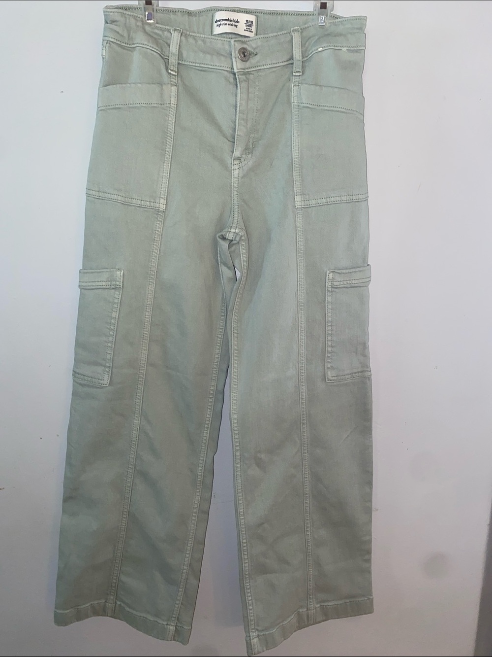 abercrombie kids Sage Green wide leg  Cargo Pants with Patch Pockets